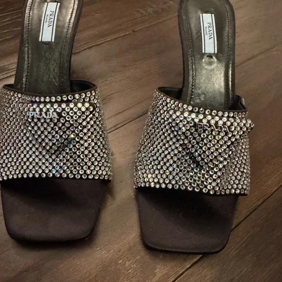 Prada Crystal Embellished open toed mules. - Picture 8 of 11